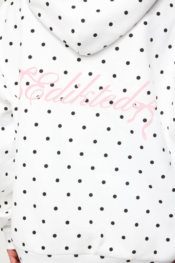 Edikted Chelsie Polka Dot Hoodie White