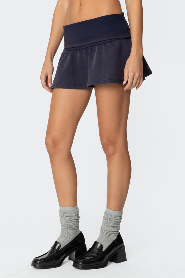 Edikted Cher Fold Over Mini Skirt Navy