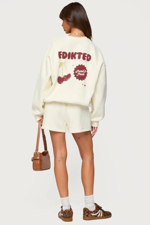 Edikted Cherry Babe Sweatshirt Cream