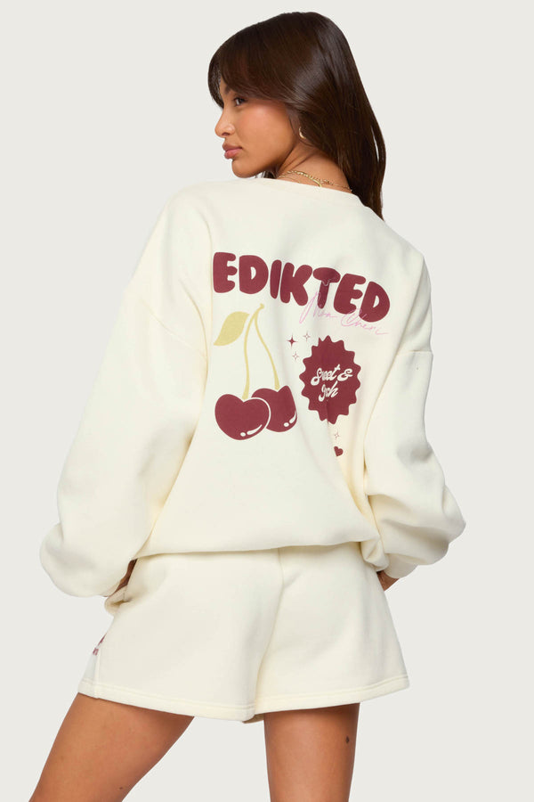 edikted Cherry Babe Sweatshirt cream