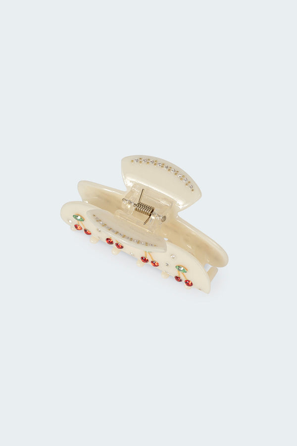 Edikted Cherry Claw Hair Clip White