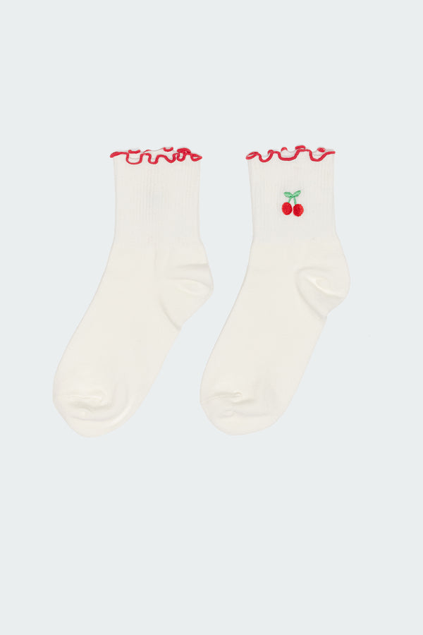 Edikted Cherry Socks White
