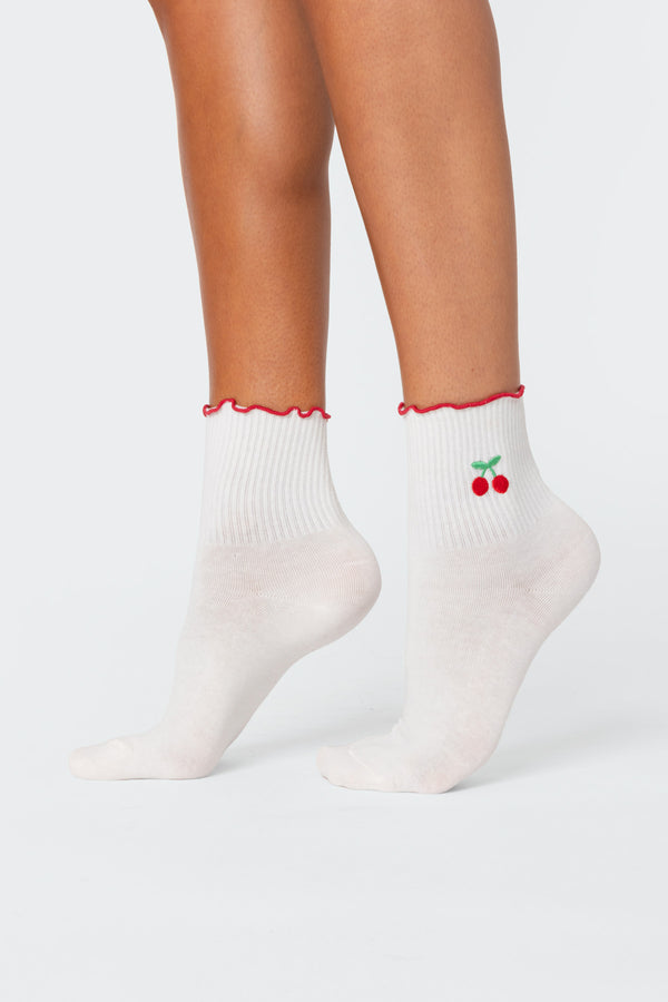 edikted Cherry Socks white