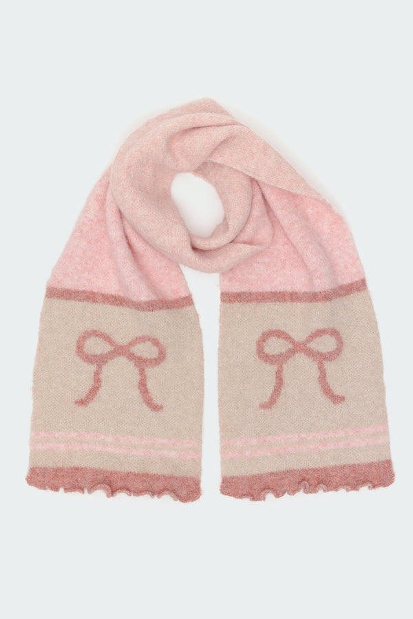 Edikted Chunky Bow Scarf Pink