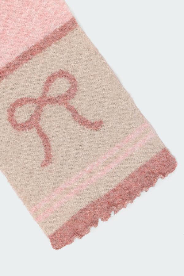 Edikted Chunky Bow Scarf Pink