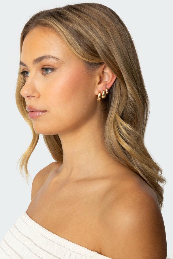edikted Chunky Hoop Earring Set gold
