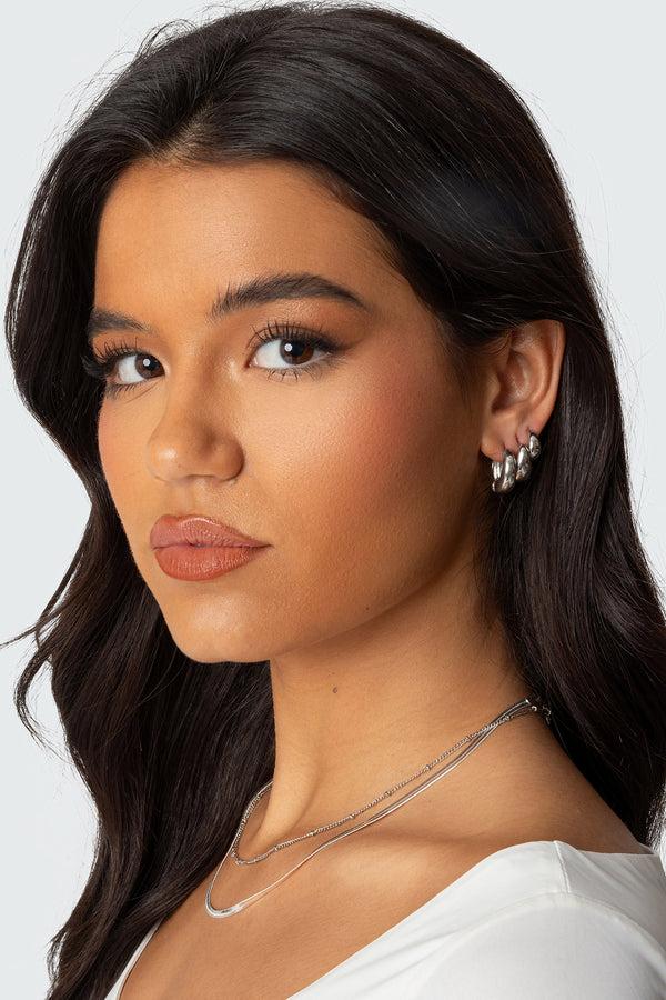 Edikted Chunky Hoop Earring Set Silver