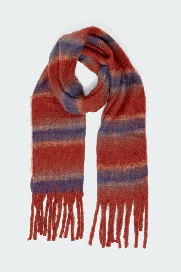 Edikted Chunky Striped Scarf Red