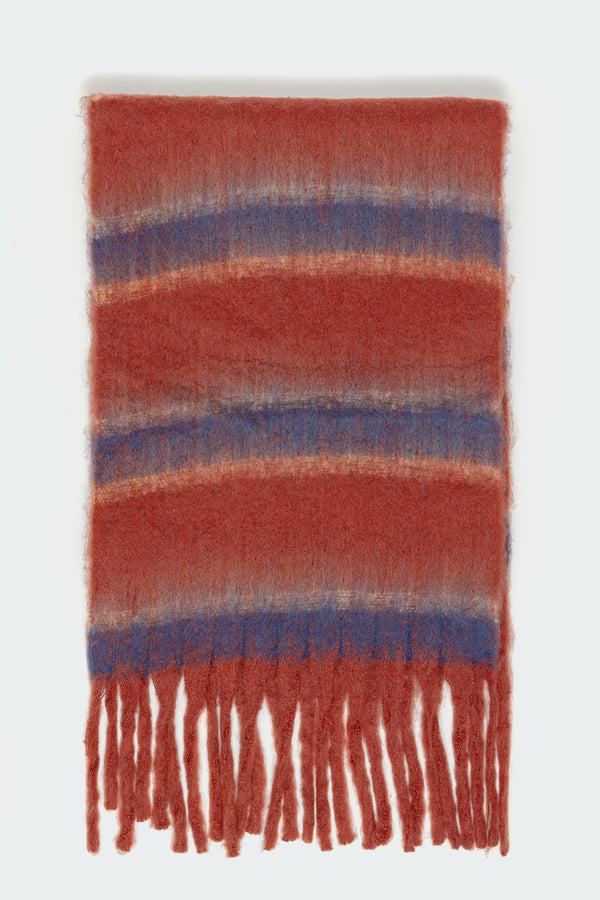 Edikted Chunky Striped Scarf Red