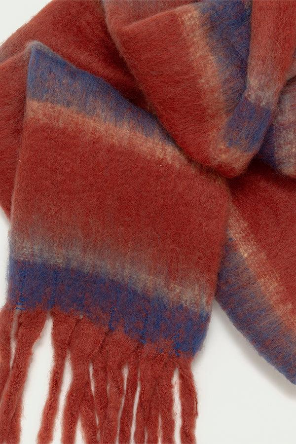 Edikted Chunky Striped Scarf Red