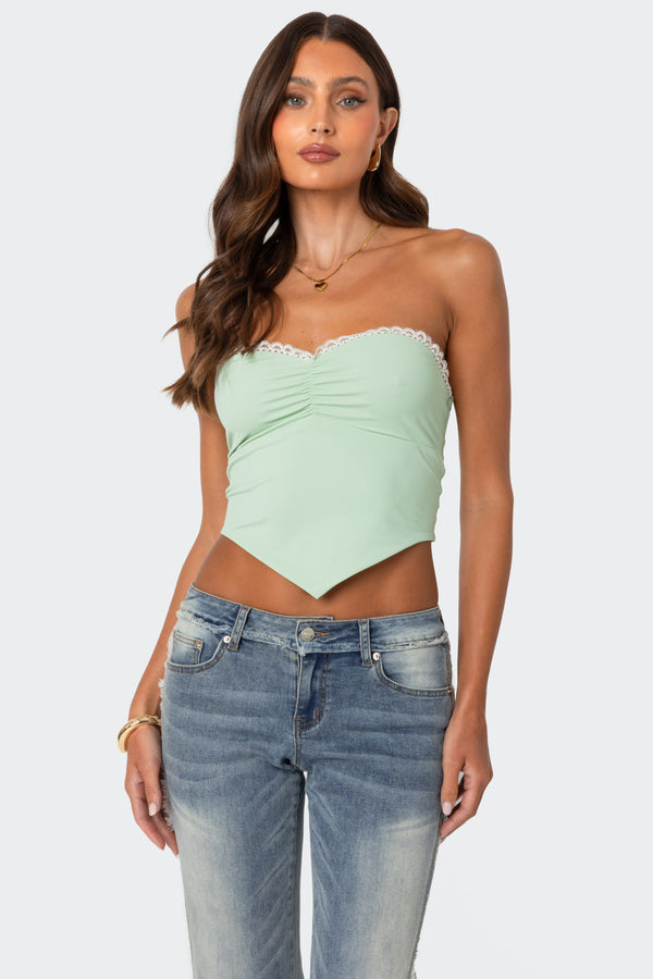 edikted Cinched Strapless Triangle Top mint