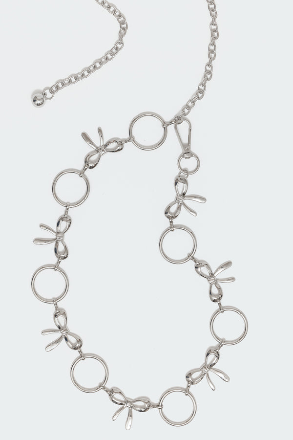 Edikted Circle & Bow Chain Belt Silver
