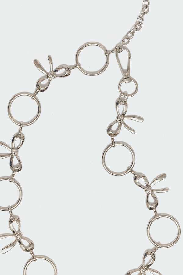 Edikted Circle & Bow Chain Belt Silver