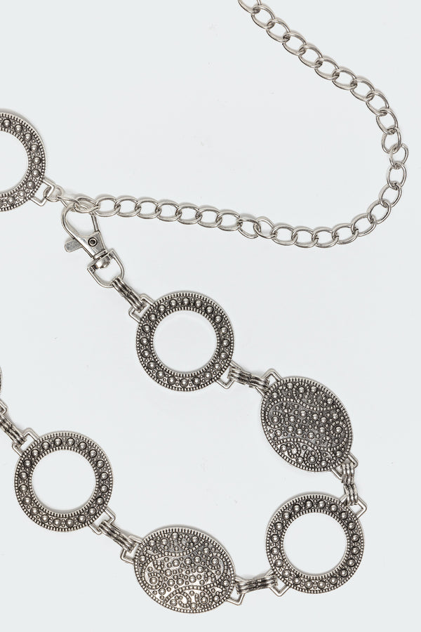 Edikted Circular Chain Belt Silver