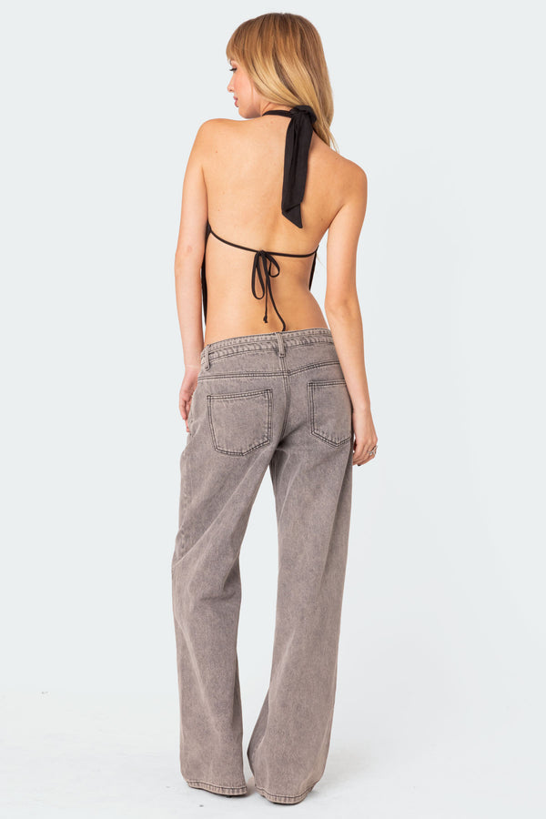 Edikted Clara Open Back Halter Top Black