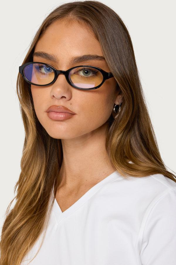 edikted Clark Oval Blue Light Glasses black