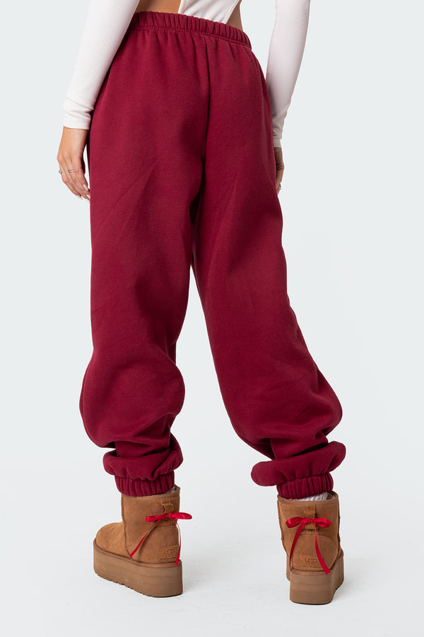 Edikted Clark Oversized Sweatpants Burgundy