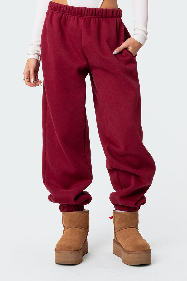 Edikted Clark Oversized Sweatpants Burgundy