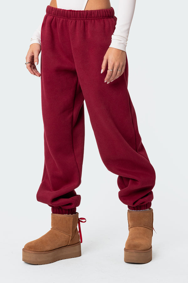 Edikted Clark Oversized Sweatpants Burgundy