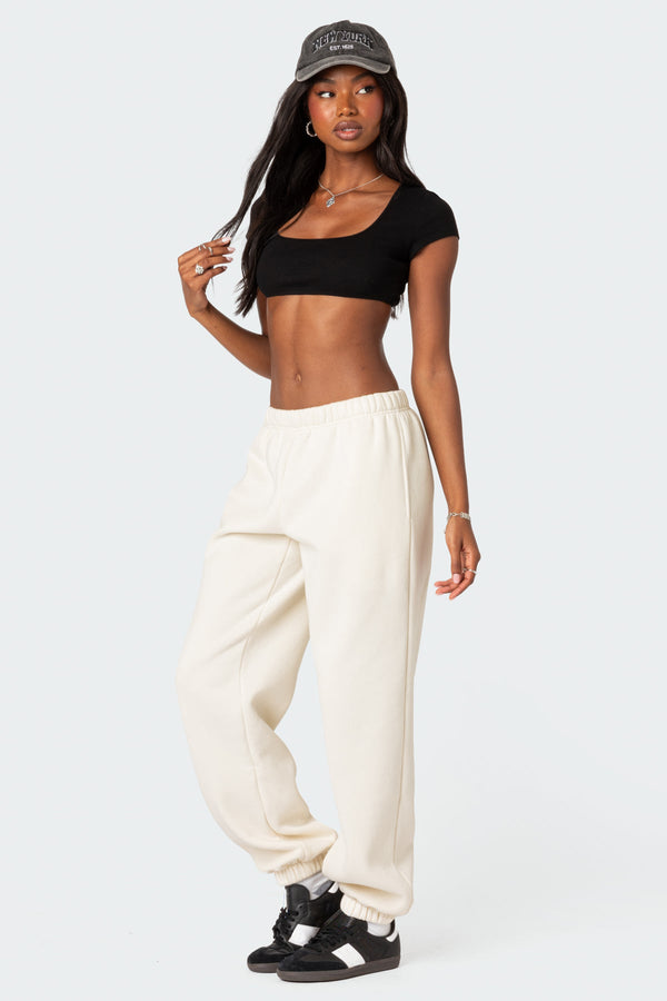 Edikted Clark Oversized Sweatpants Cream
