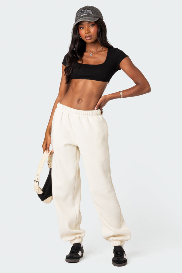 edikted Clark Oversized Sweatpants cream