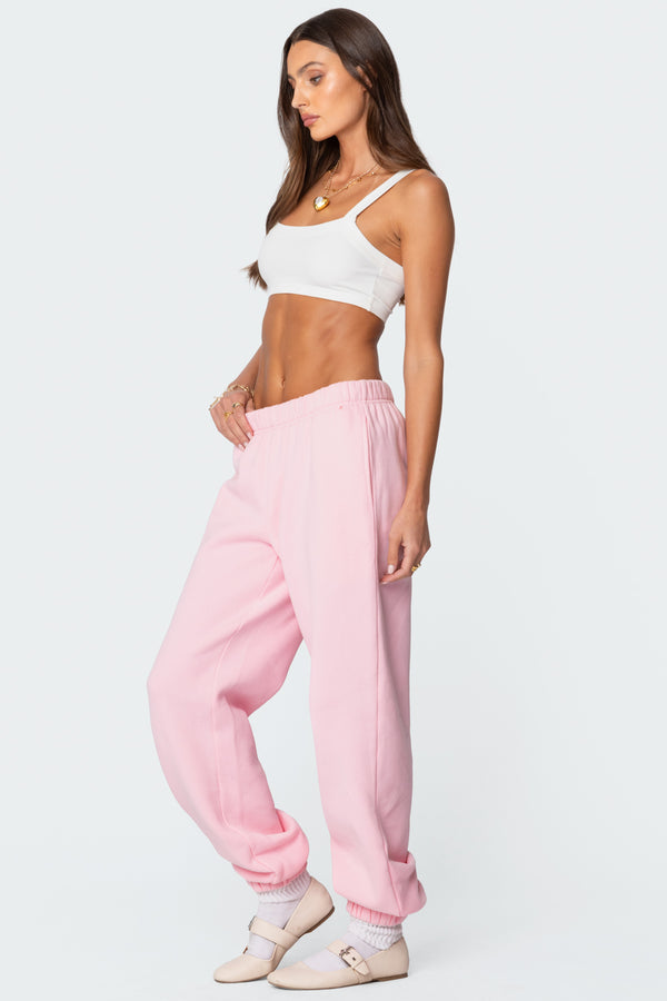 Edikted Clark Oversized Sweatpants Light Pink