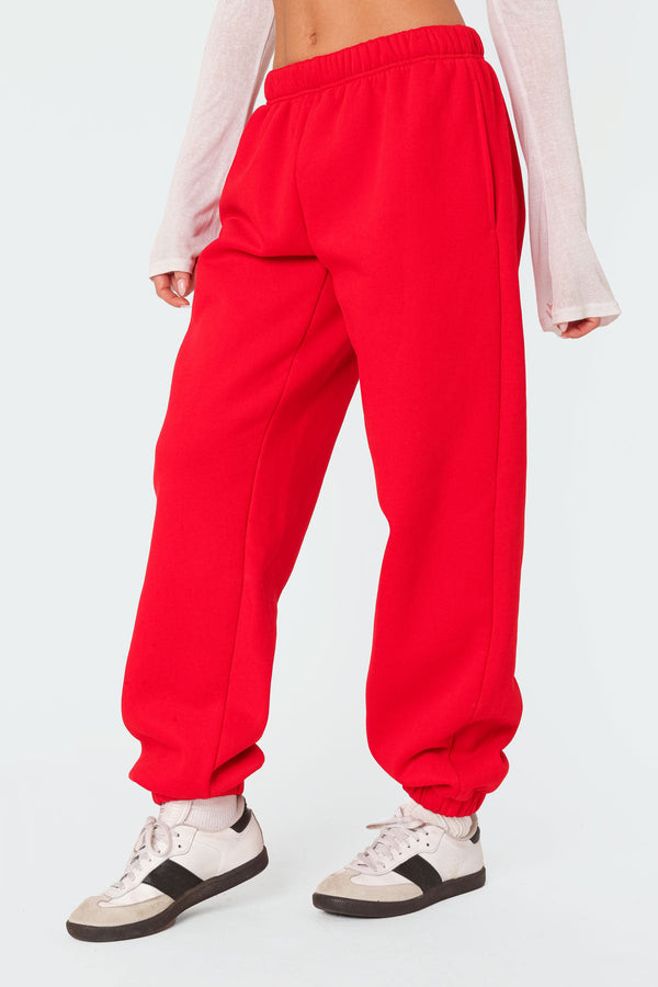 Edikted Clark Oversized Sweatpants Red