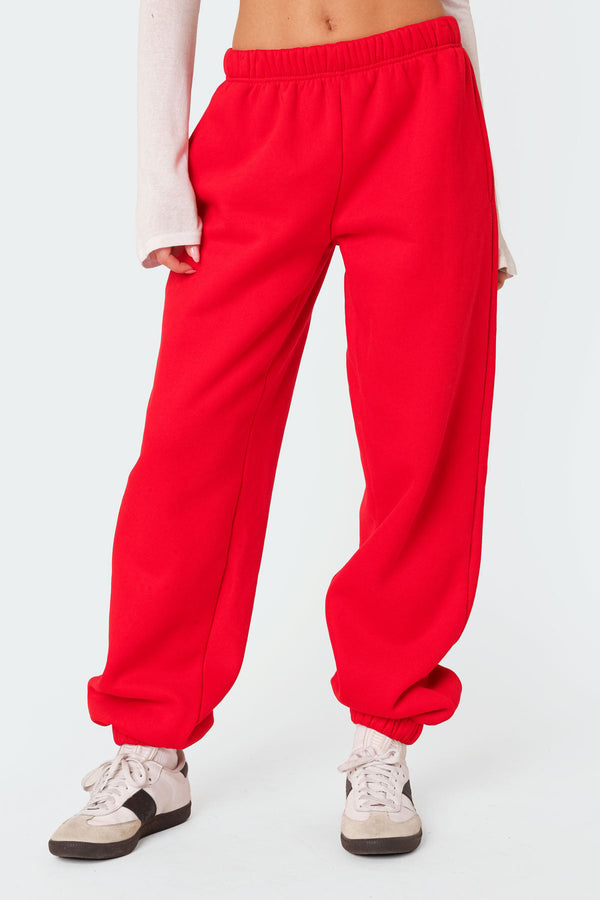 Edikted Clark Oversized Sweatpants Red