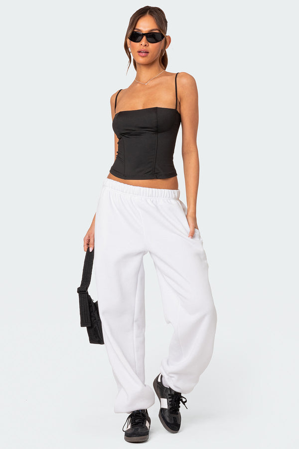 edikted Clark Oversized Sweatpants white