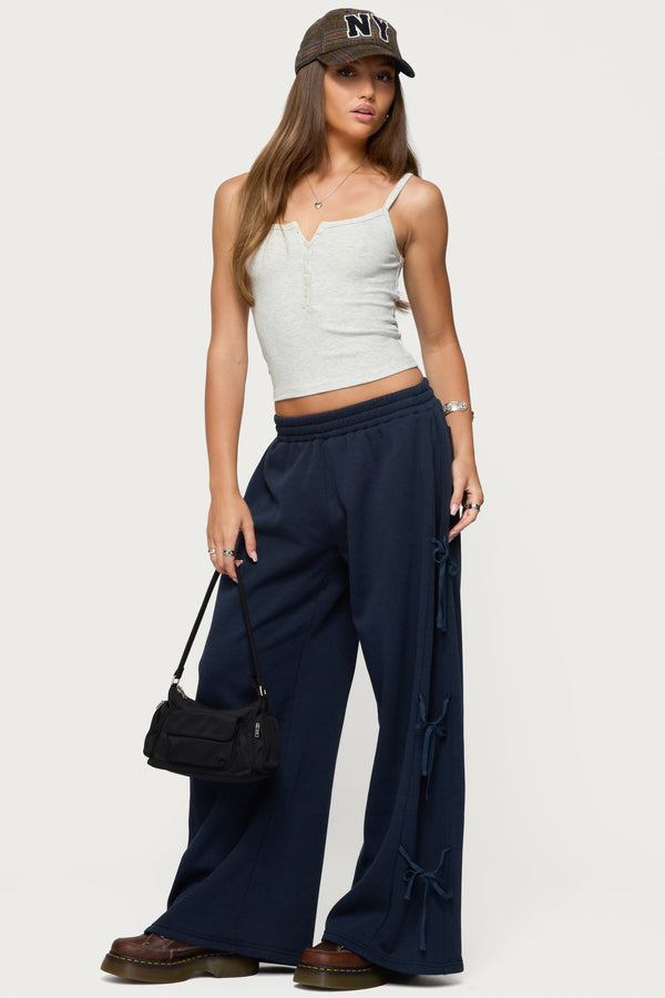 edikted Claudette Baggy Ribbon Sweatpants navy