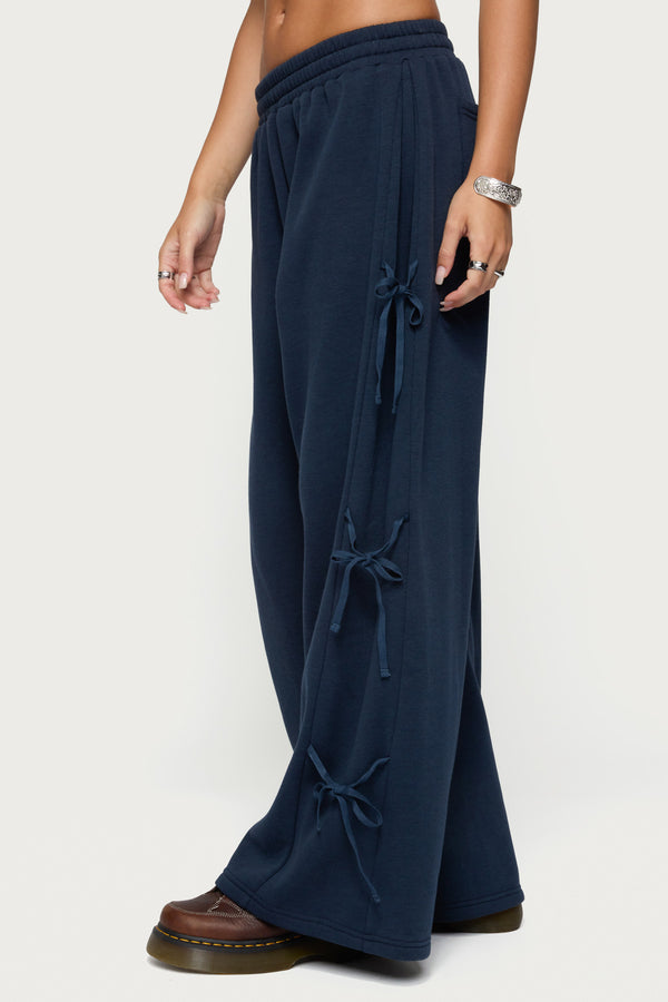 Edikted Claudette Baggy Ribbon Sweatpants Navy