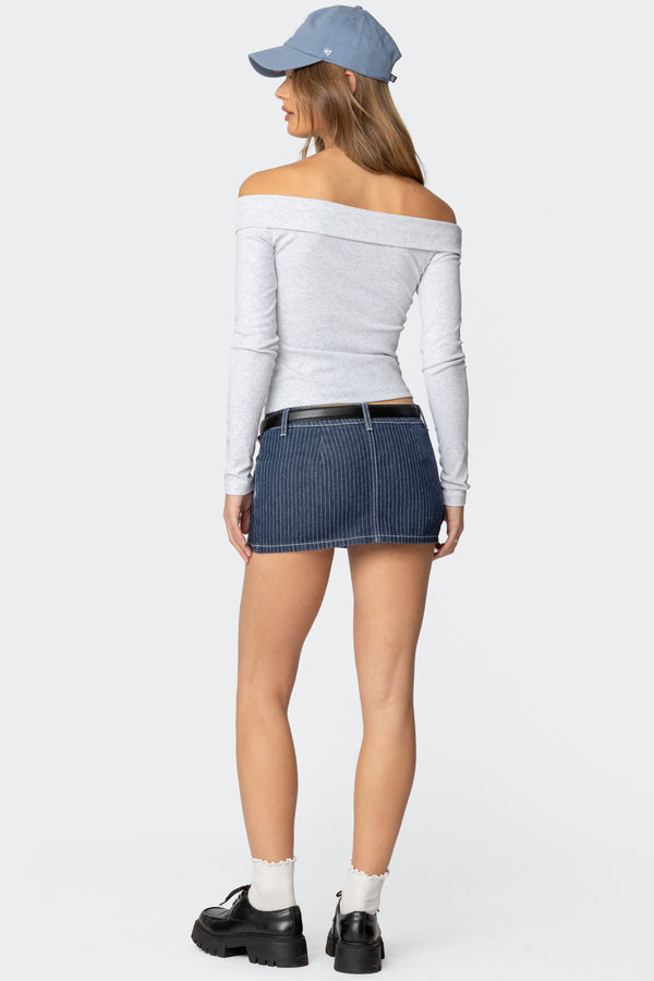 Edikted Claudie Fold Over Top Gray Melange