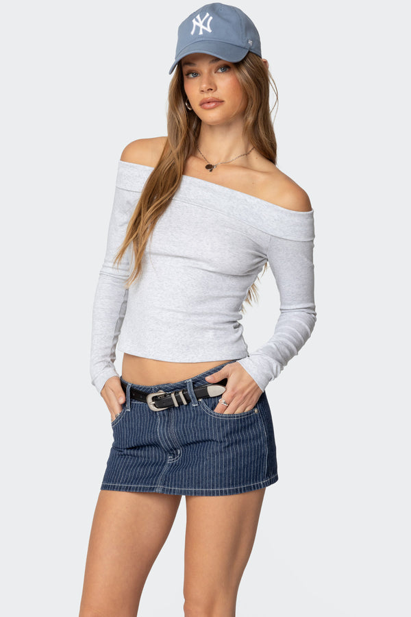 Edikted Claudie Fold Over Top Gray Melange