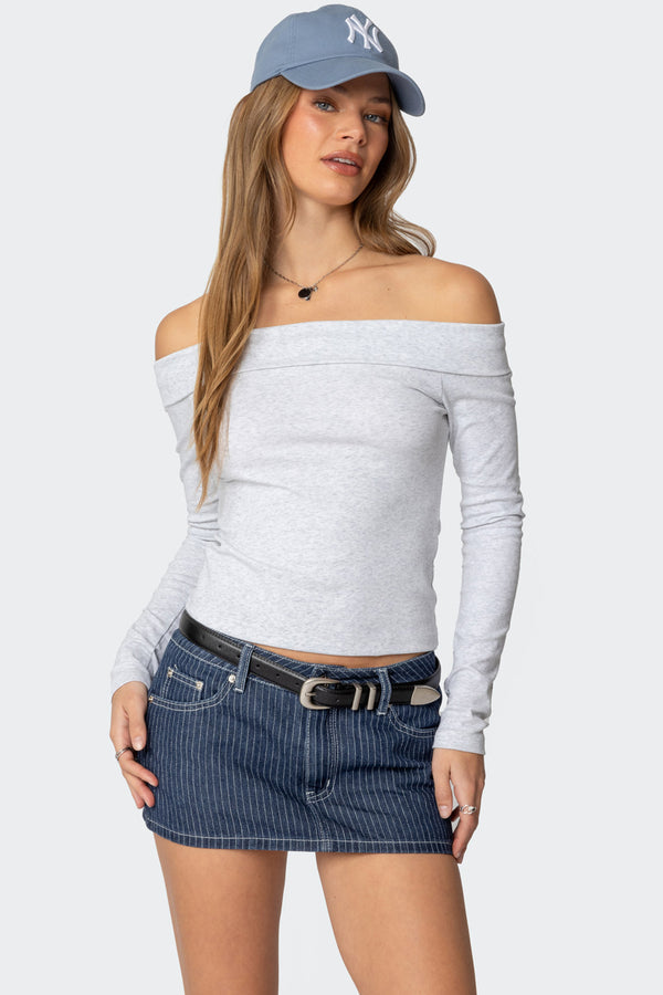 edikted Claudie Fold Over Top gray melange