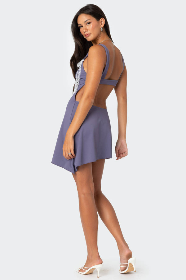 Edikted Cleo Open Back Mini Dress Purple