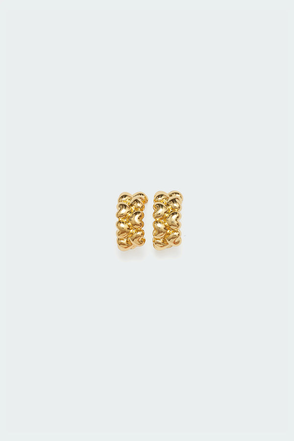 edikted Clustered Hearts Hoop Earrings gold