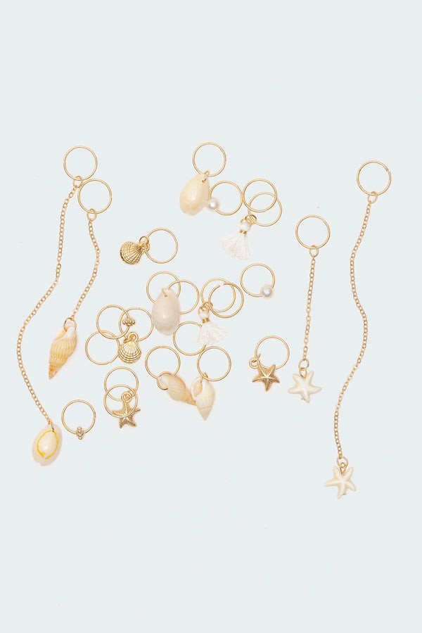 Edikted Coastal Hair Charm Set Gold