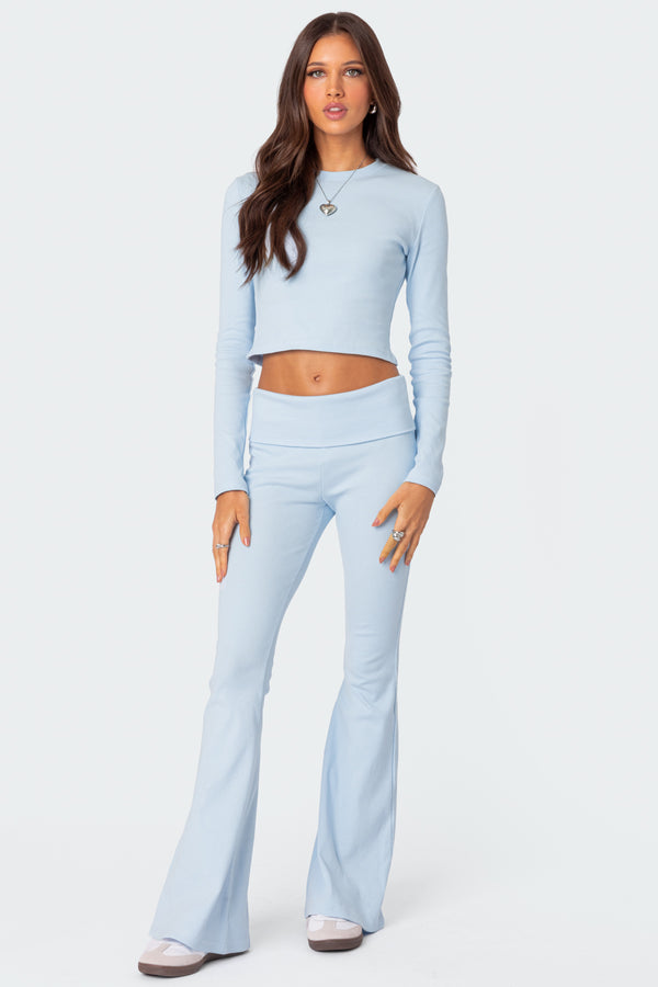 Edikted Coffee Break Ribbed Top Light Blue