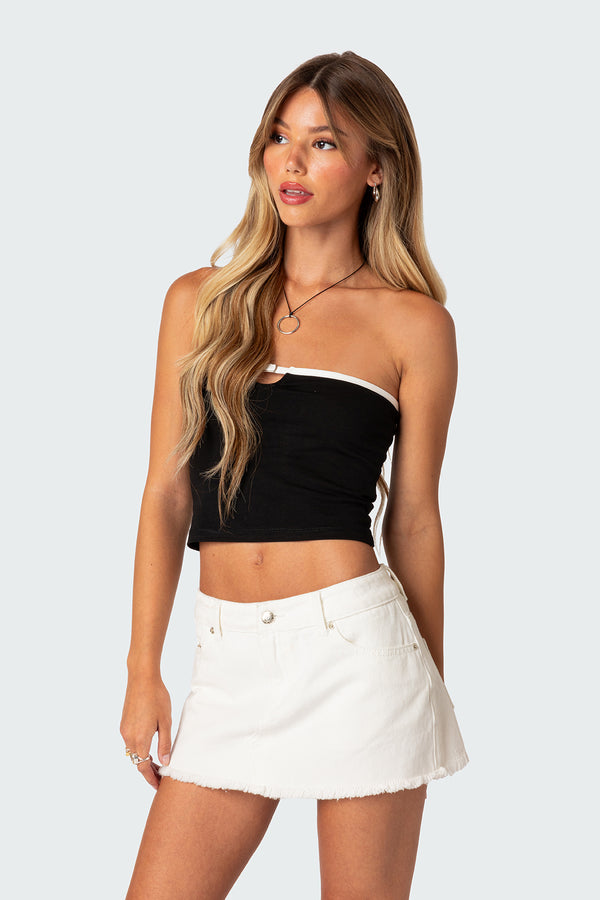 Edikted Colby Belted Tube Top Black