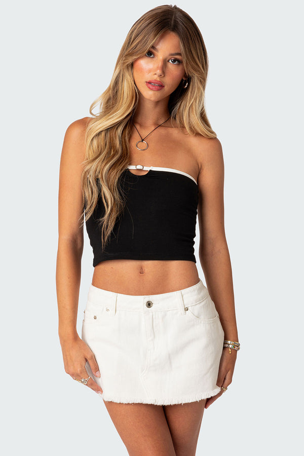 edikted Colby Belted Tube Top black