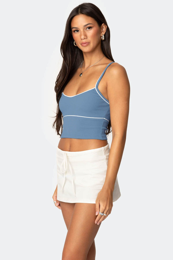 Edikted Contrast Cropped Tank Top Blue