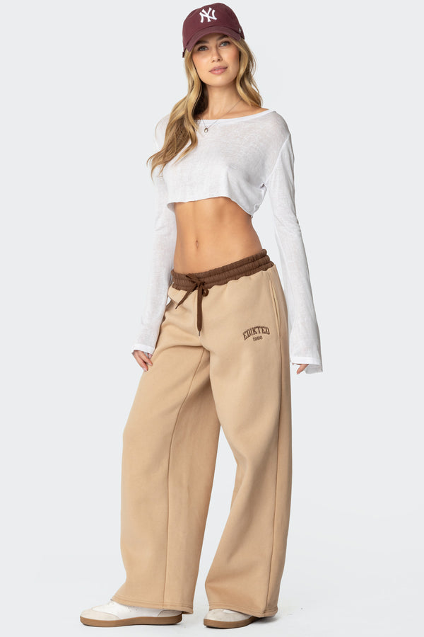 Edikted Edikted Contrast Embroidered Sweatpants Camel