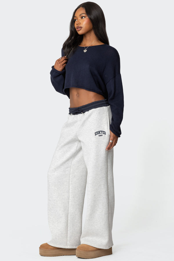 Edikted Edikted Contrast Embroidered Sweatpants Gray Melange