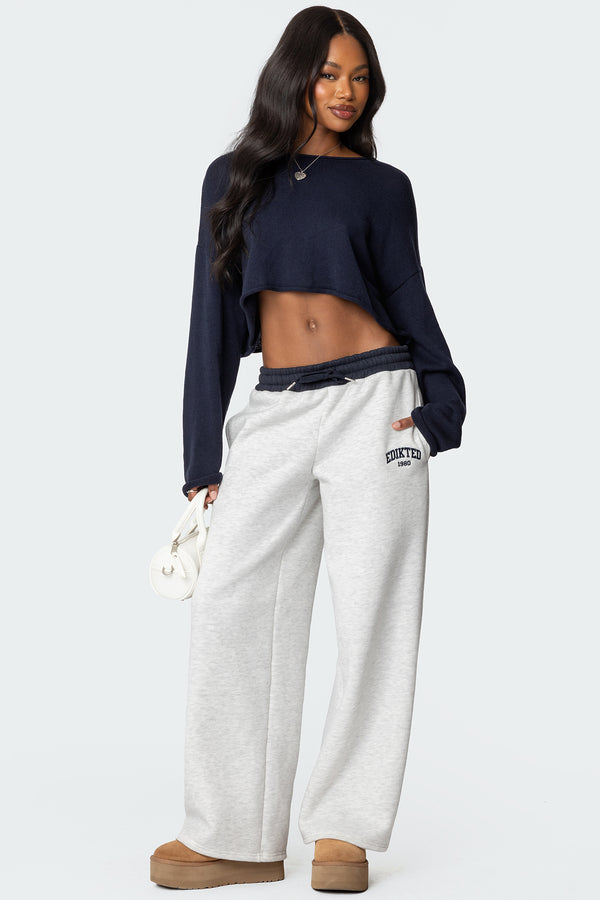 edikted Edikted Contrast Embroidered Sweatpants gray melange
