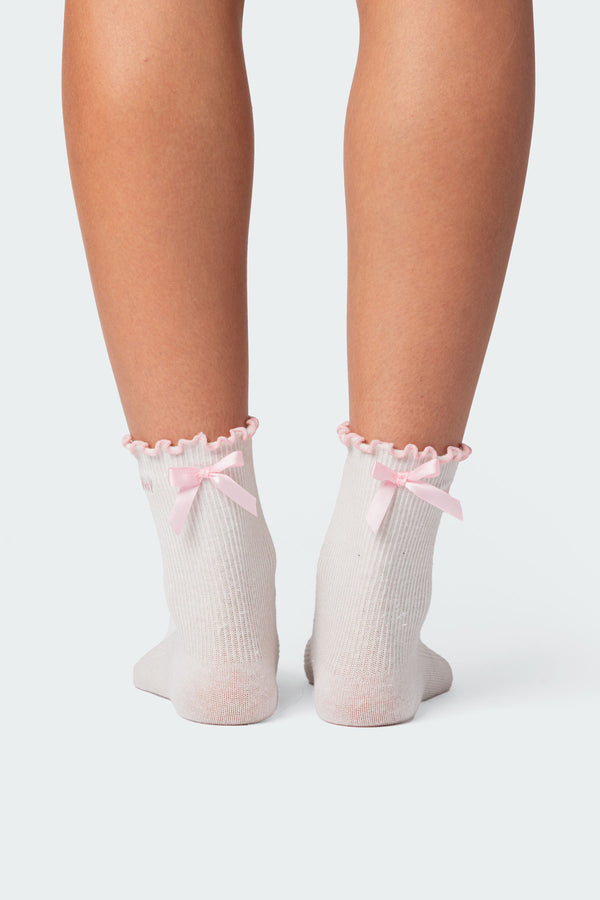 Edikted Contrast Frill Socks White