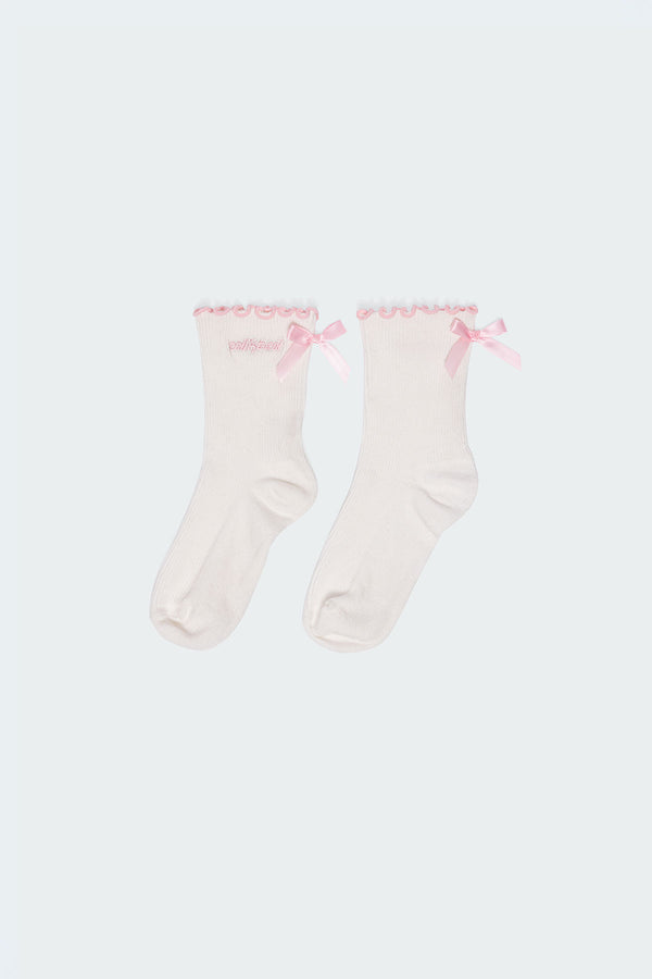 Edikted Contrast Frill Socks White