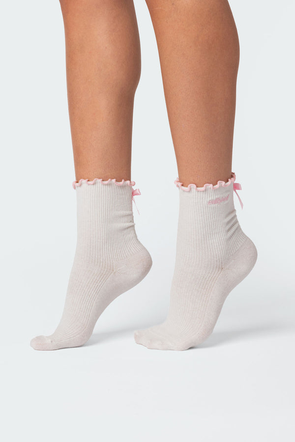 edikted Contrast Frill Socks white