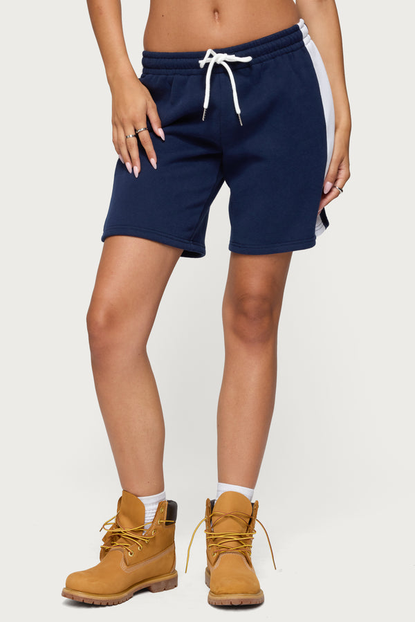 Edikted Contrast Nylon Bermuda Shorts Navy