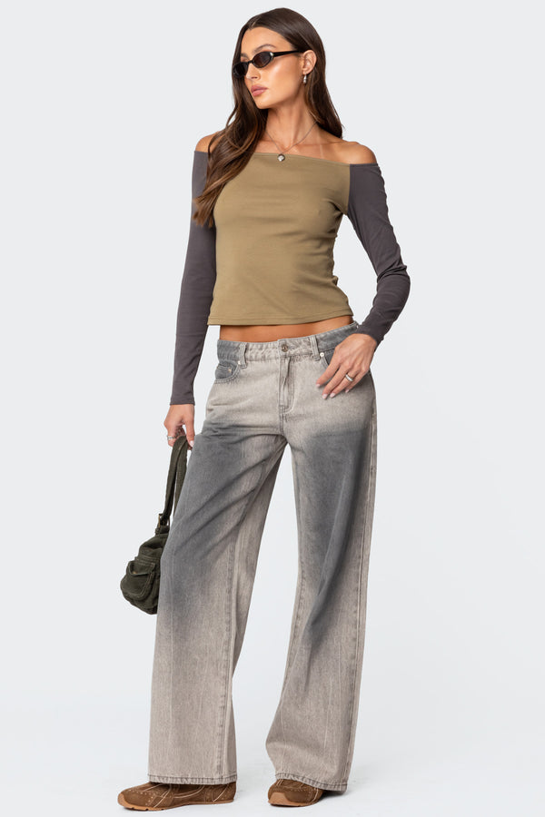 Edikted Contrast Off Shoulder Top Olive