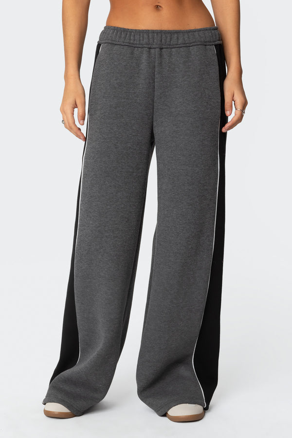 Edikted Contrast Panel Sweatpants Dark Gray